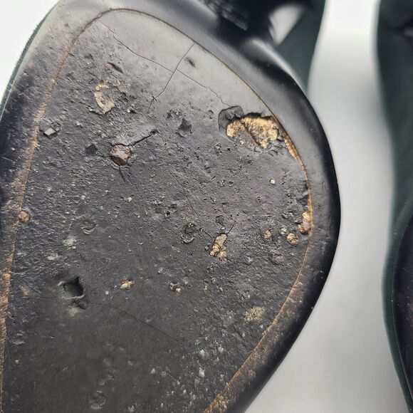 Prada Heel Pumps Shoes Donna Calzature Green Black Suede Cap Toe Sz 6 36 Used - Picture 8 of 10